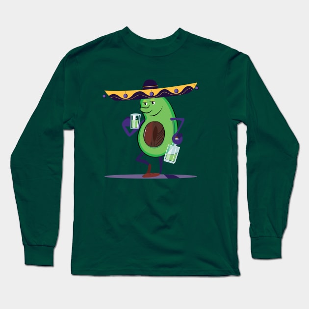 Funny Avocado Long Sleeve T-Shirt by Yasna